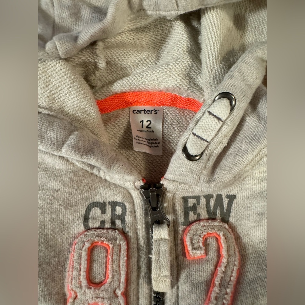 Carter's Gray Zip-Up Hoodie Sweatshirt - Picture 3 of 3